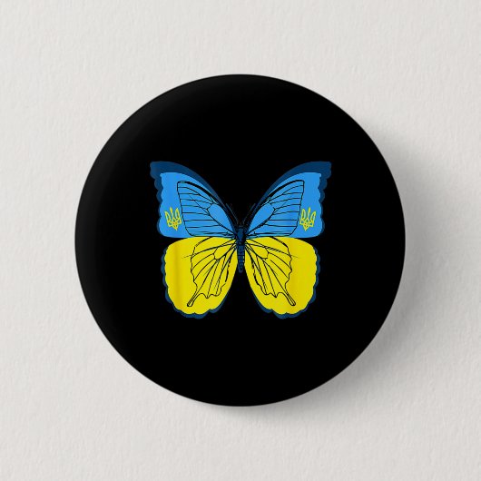 Ukrainische Schmetterlingsflagge mit Trident F Button (Vorderseite)