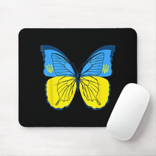 Ukrainische Schmetterlingsflagge mit Trident F Mousepad (Mit Mouse)