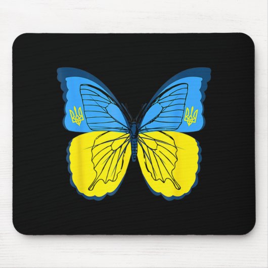 Ukrainische Schmetterlingsflagge mit Trident F Mousepad (Vorne)