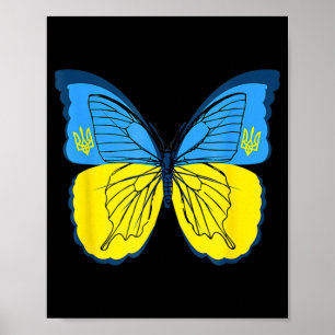 Ukrainische Schmetterlingsflagge mit Trident F Poster