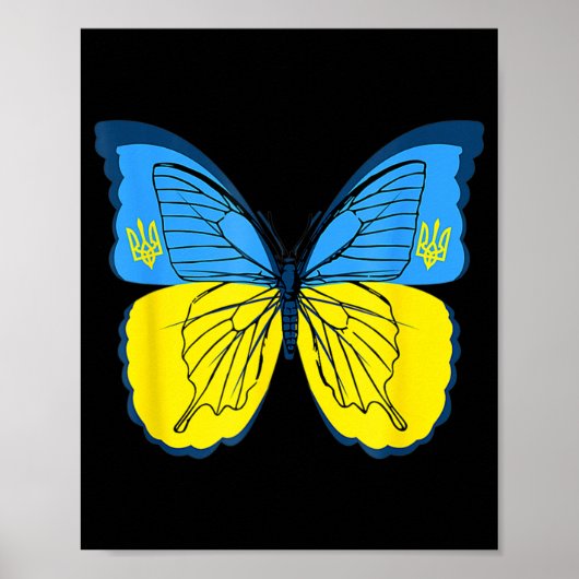 Ukrainische Schmetterlingsflagge mit Trident F Poster (Vorne)