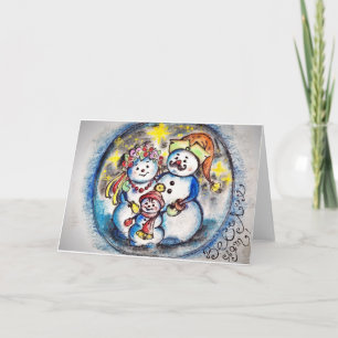 Ukrainische Schneemännerfamilie Postkarte