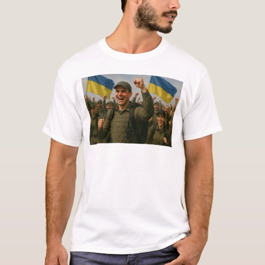Ukrainische Soldaten feiern den Sieg gemeinsam T-Shirt (Vorderseite)