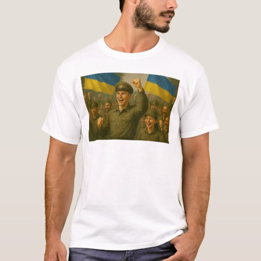 Ukrainische Soldaten feiern den Sieg gemeinsam T-Shirt (Vorderseite)