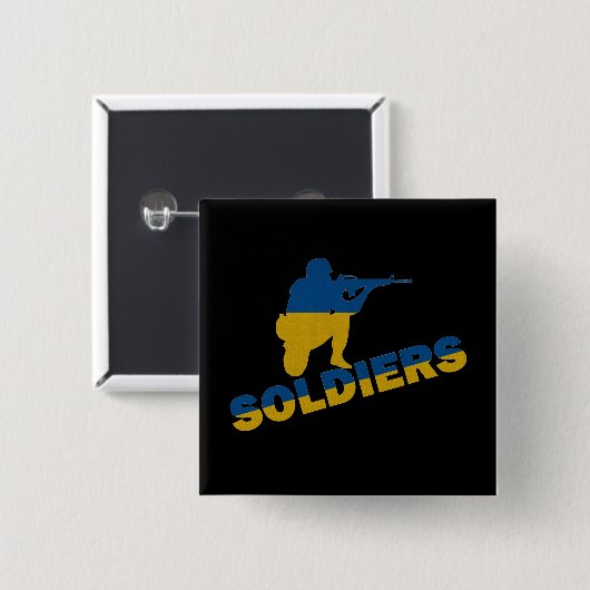 Ukrainische Soldaten, ukrainische Flagge Button (Vorne & Hinten)