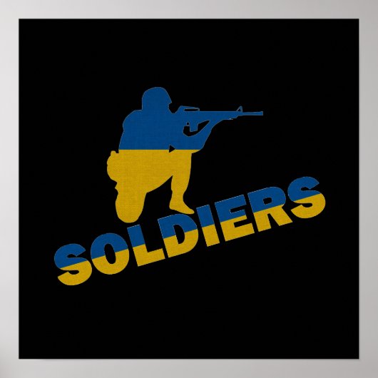 Ukrainische Soldaten, ukrainische Flagge Poster (Vorne)