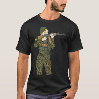 Ukrainische Soldatin Lady. Moldau Ukraine. Ak47. T-Shirt