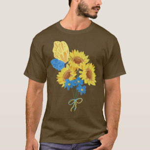 Ukrainische Sonnenblumen T-Shirt Gelbe Schmetterli