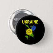 Ukrainische Sonnenblumen Traditionelles Symbol der Button (Vorne & Hinten)