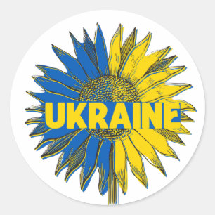 Ukrainische Sonnenblumenkunst Runder Aufkleber
