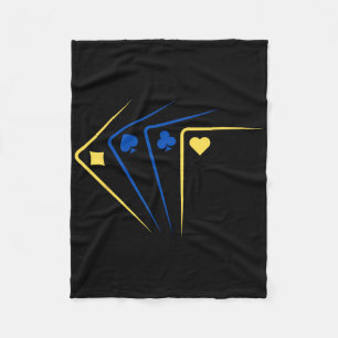 Ukrainische Spielkarten Ass Flagge Solidarität Fleecedecke