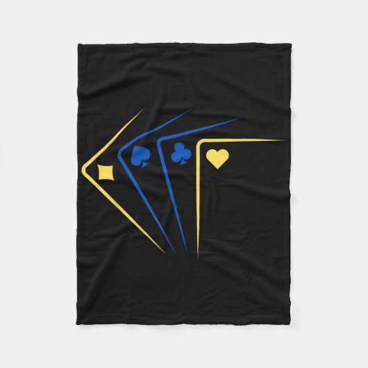 Ukrainische Spielkarten Ass Flagge Solidarität Fleecedecke (Vorderseite)