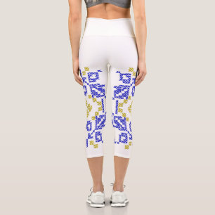 Ukrainische Stickerei in den Farben der Ukraine Capri Leggings