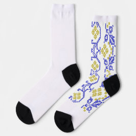 Ukrainische Stickerei in den Farben der Ukraine Socken
