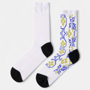 Ukrainische Stickerei in den Farben der Ukraine Socken