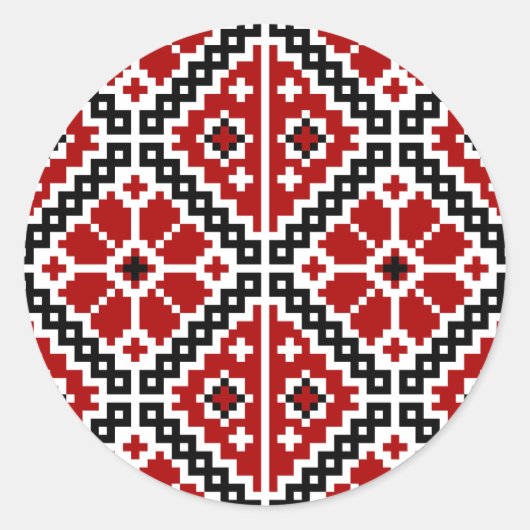 Ukrainische Stickerei Runder Aufkleber (Vorderseite)