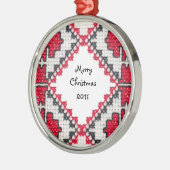 Ukrainische Stickerei Silbernes Ornament (Links)