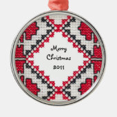 Ukrainische Stickerei Silbernes Ornament (Vorne)