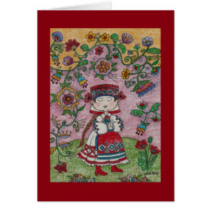 Ukrainische Tänzerin und Blume Folklorekunst