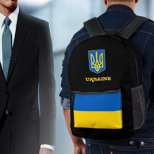 ukrainische Tasche, ukrainische Flagge, Tryzub/Pat Bedruckter Rucksack