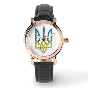 Ukrainische trident texturierte Flagge der Ukraine Armbanduhr