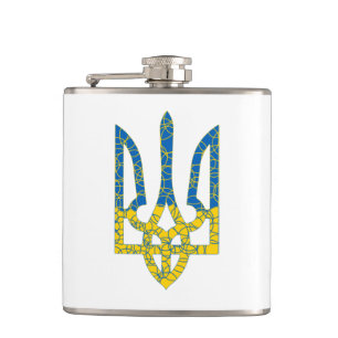 Ukrainische trident texturierte Flagge der Ukraine Flachmann