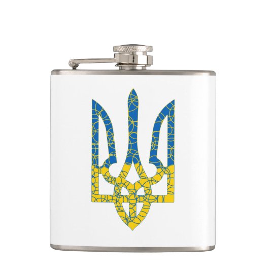 Ukrainische trident texturierte Flagge der Ukraine Flachmann (Vorderseite)