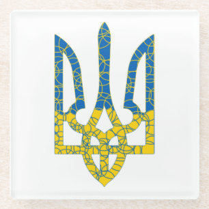 Ukrainische trident texturierte Flagge der Ukraine Glasuntersetzer