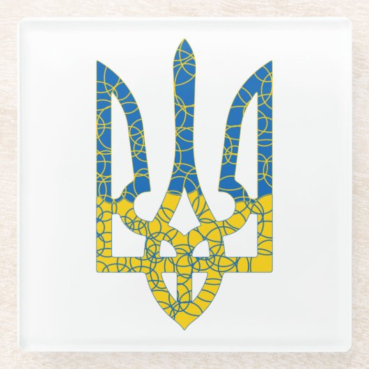 Ukrainische trident texturierte Flagge der Ukraine Glasuntersetzer (Vorderseite)