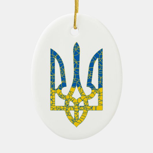 Ukrainische trident texturierte Flagge der Ukraine Keramik Ornament (Vorne)
