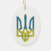 Ukrainische trident texturierte Flagge der Ukraine Keramik Ornament (Hinten)
