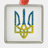 Ukrainische trident texturierte Flagge der Ukraine Ornament Aus Metall (Vorne)
