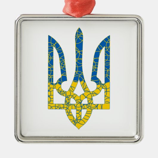 Ukrainische trident texturierte Flagge der Ukraine Ornament Aus Metall (Vorne)