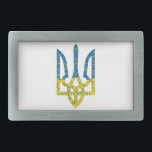 Ukrainische trident texturierte Flagge der Ukraine Rechteckige Gürtelschnalle<br><div class="desc">Texturierte ukrainische Nationalemblem Trident tryzub in ukrainischen Flaggenfarben und Schlagkreismuster</div>