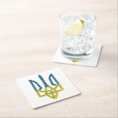 Ukrainische trident texturierte Flagge der Ukraine Rechteckiger Pappuntersetzer (Vor Ort)