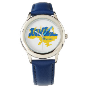 Ukrainische Typografie und Weizenohr auf ukrainisc Armbanduhr