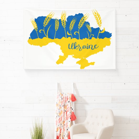 Ukrainische Typografie und Weizenohr auf ukrainisc Banner (InSitu)