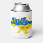 Ukrainische Typografie und Weizenohr auf ukrainisc Dosenkühler (Kanne Rückseite)