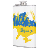 Ukrainische Typografie und Weizenohr auf ukrainisc Flachmann (Links)