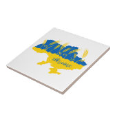 Ukrainische Typografie und Weizenohr auf ukrainisc Fliese (Seite)