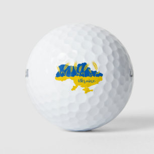 Ukrainische Typografie und Weizenohr auf ukrainisc Golfball