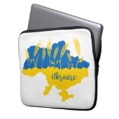 Ukrainische Typografie und Weizenohr auf ukrainisc Laptopschutzhülle (Vorderseite Links)