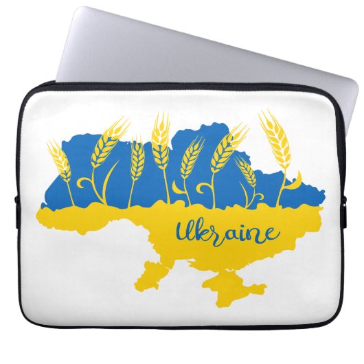 Ukrainische Typografie und Weizenohr auf ukrainisc Laptopschutzhülle (Vorderseite)