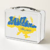 Ukrainische Typografie und Weizenohr auf ukrainisc Metall Brotdose (Vorderseite)