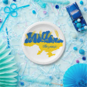 Ukrainische Typografie und Weizenohr auf ukrainisc Pappteller (Party)