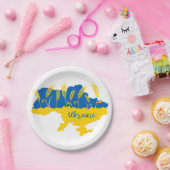 Ukrainische Typografie und Weizenohr auf ukrainisc Pappteller (Party)