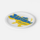 Ukrainische Typografie und Weizenohr auf ukrainisc Pappteller (Schrägansicht)