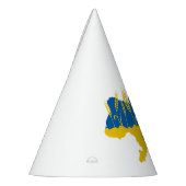 Ukrainische Typografie und Weizenohr auf ukrainisc Partyhütchen (Links)