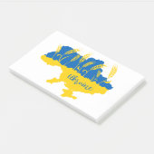 Ukrainische Typografie und Weizenohr auf ukrainisc Post-it Klebezettel (angewinkelt)