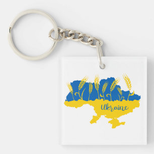 Ukrainische Typografie und Weizenohr auf ukrainisc Schlüsselanhänger